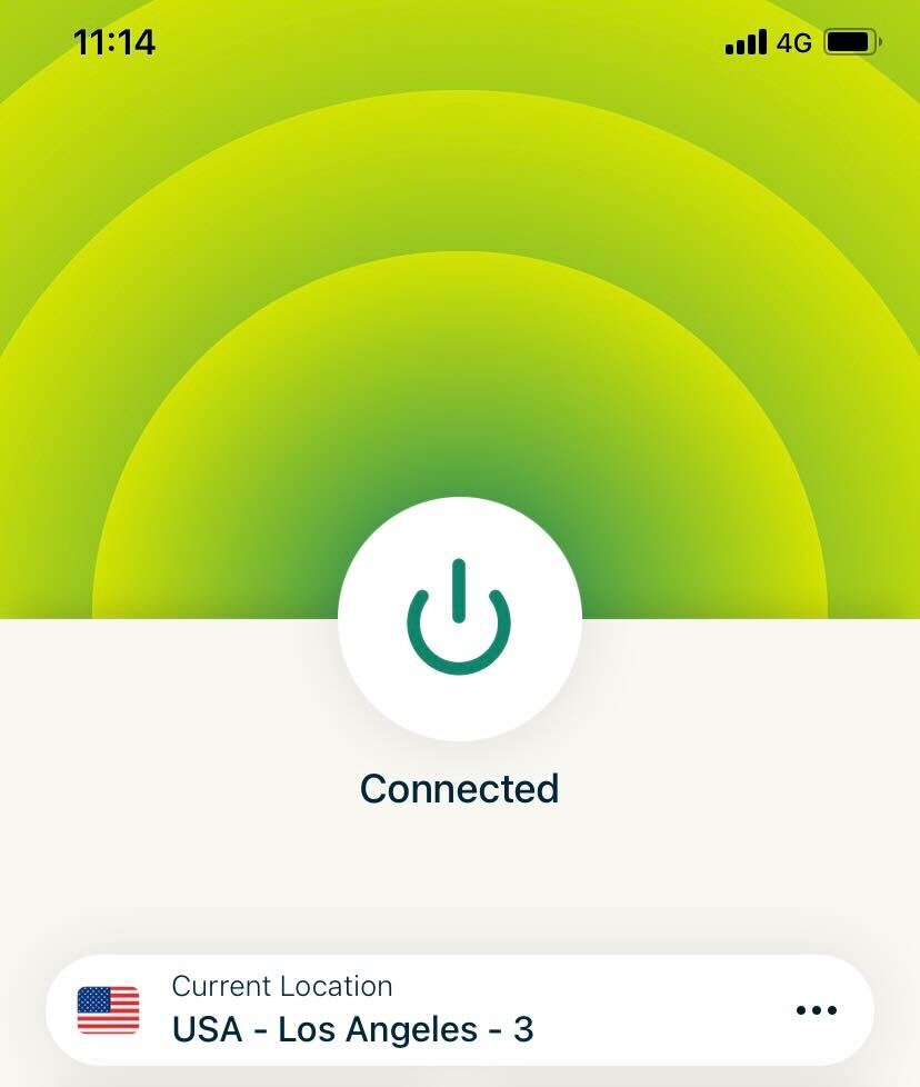 ExpressVPN U.S. server on iOS device