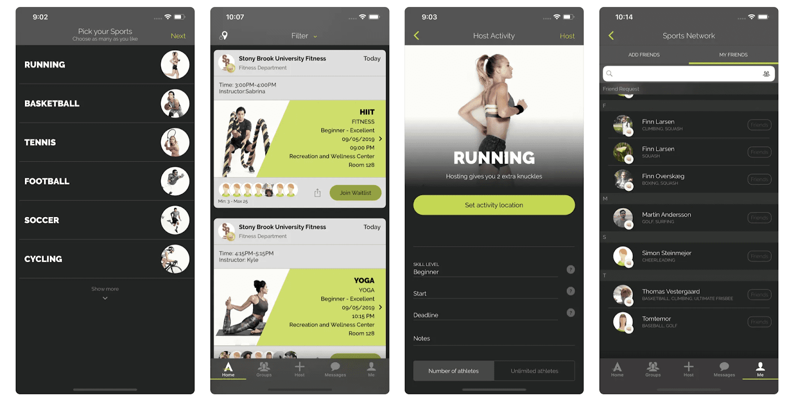 Atleto app interface