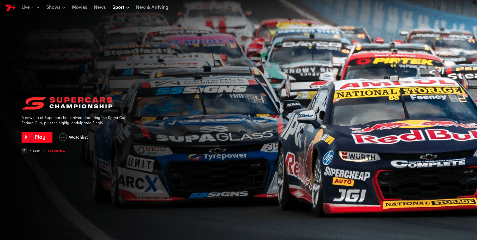 Screenshot of Supercars Championship on 7plus