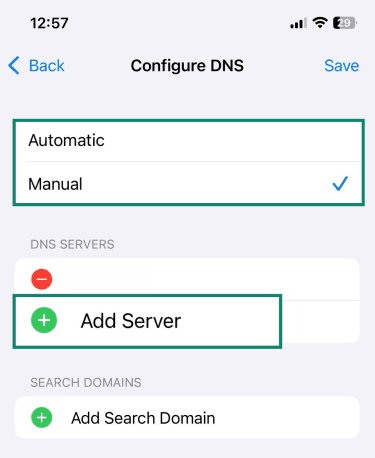 iOS allows you to remove and add multiple DNS servers for robust internet functionality and failsafes.