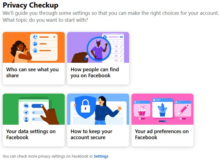 Facebook Privacy Checkup page.