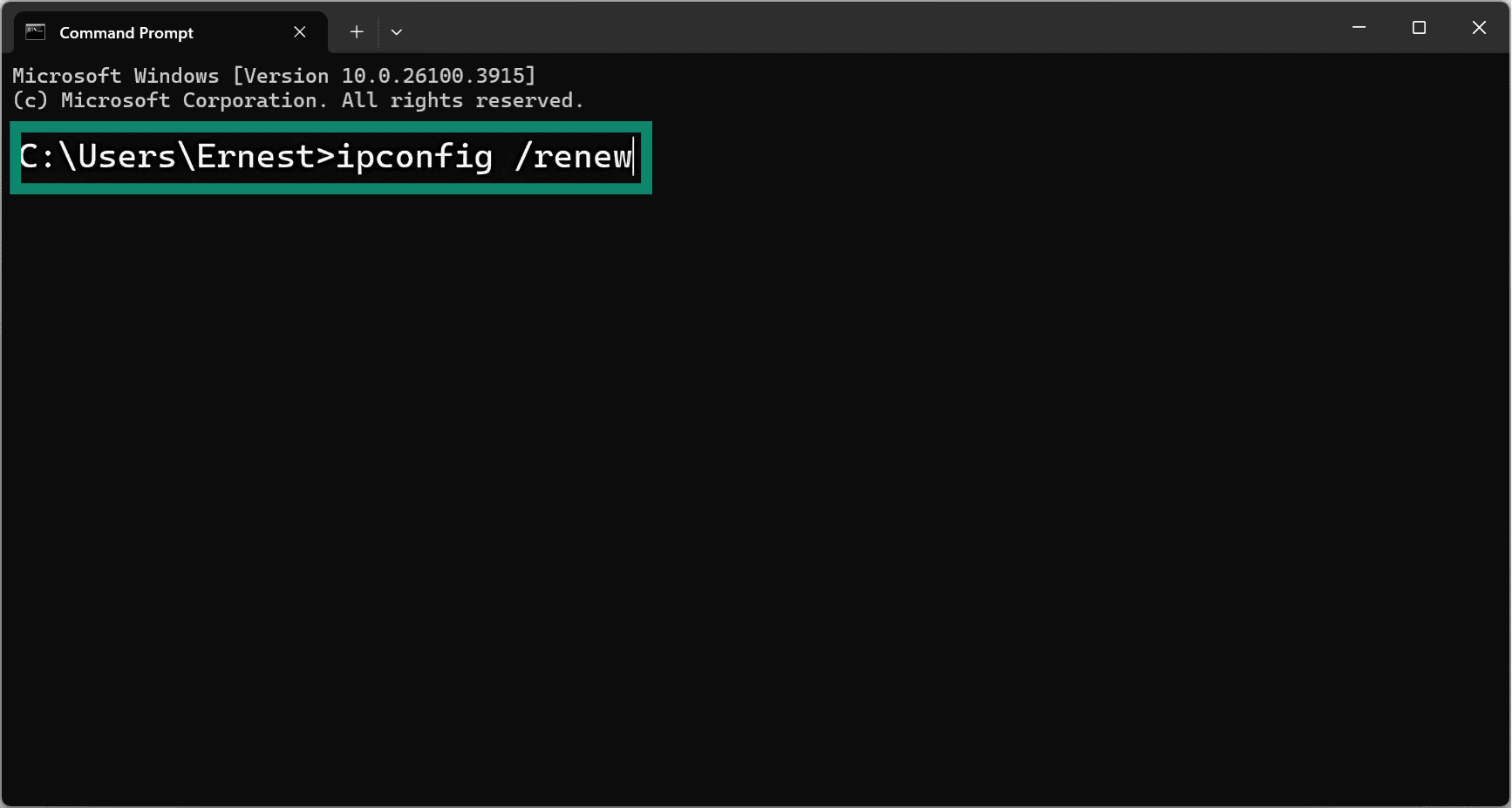 In the Command Prompt, type ipconfig to reveal all your network addresses.