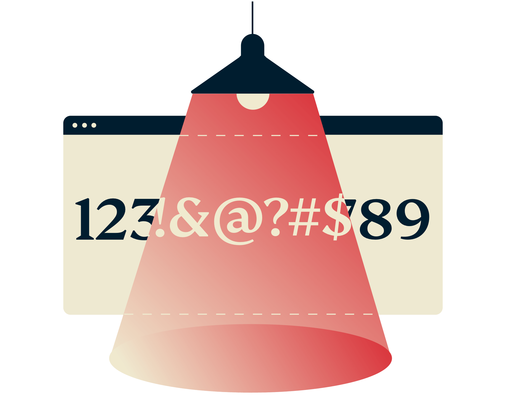 Lampa pokazująca zaszyfrowany tekst.