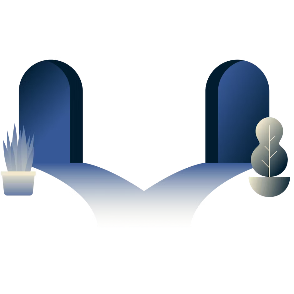 2つの出入り口から分岐する道。