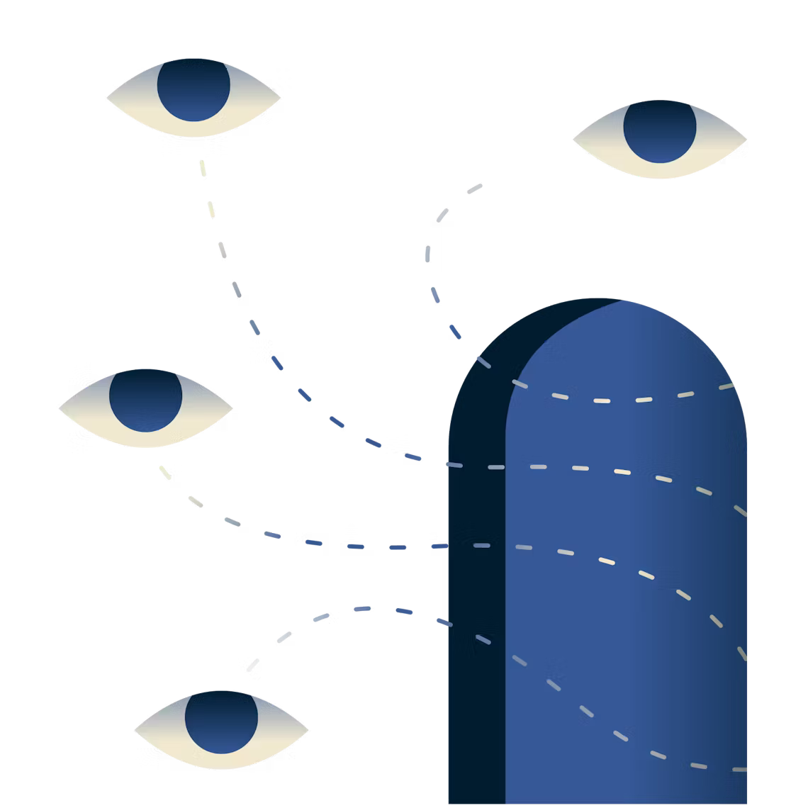 Olhos a olhar através de uma porta.