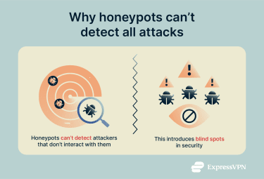 Infographic showing why honeypots can't detect all attacks.