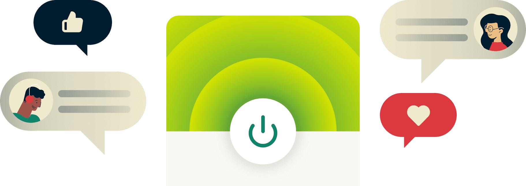 ExpressVPN attiva e circondata dalle recensioni degli utenti.